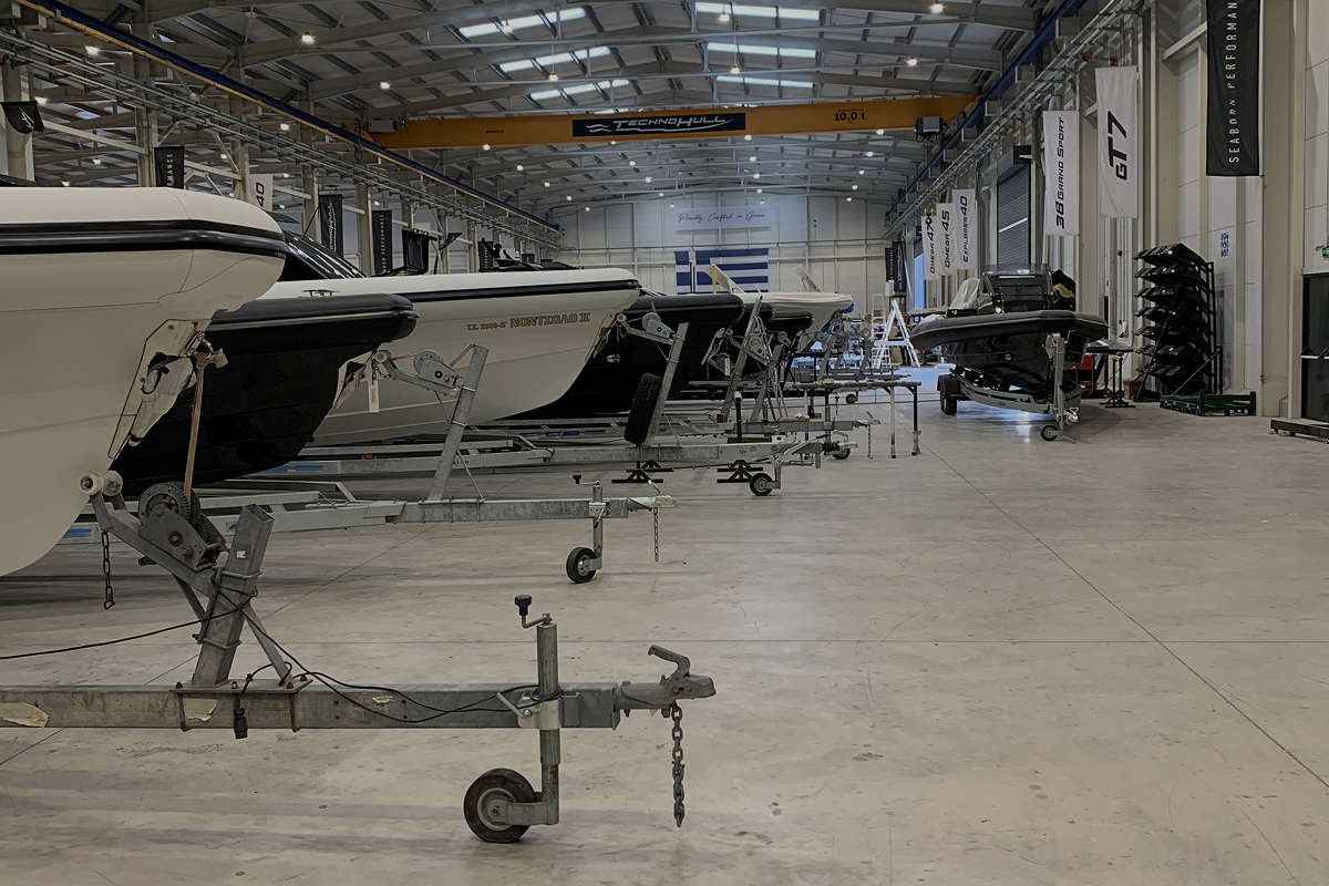 Technohull boats inside the production facility